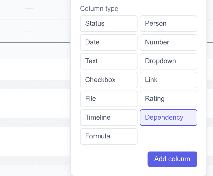 Kolumny zależności